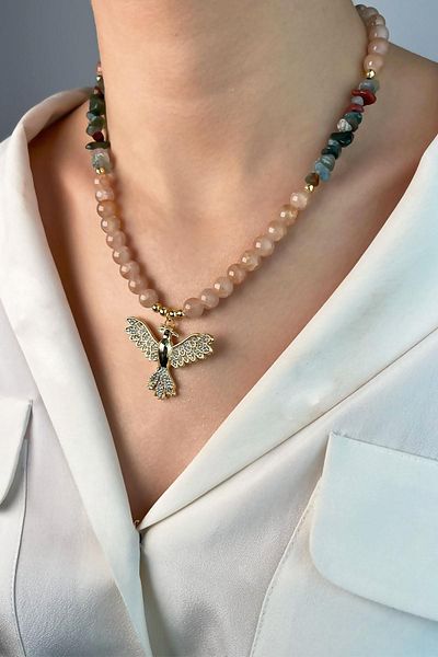 Sose Moda Mink Phoenix Natural Broken Stone Bead Necklace