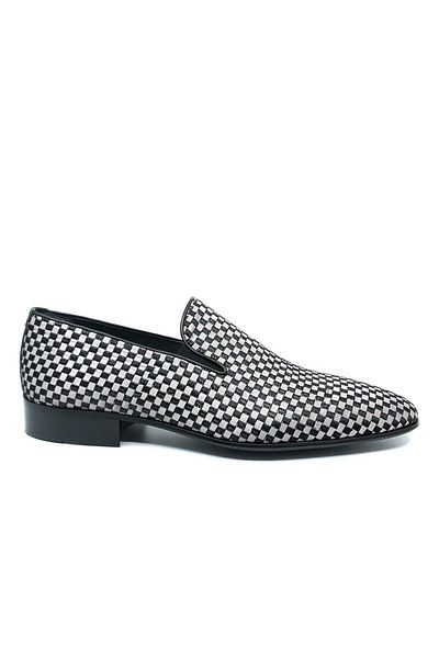 Fosco Embroidered Gray Classic Men's Shoes 1305
