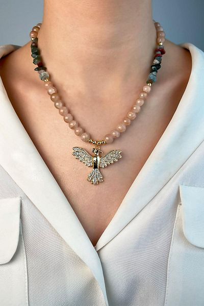 Sose Moda Mink Phoenix Natural Broken Stone Bead Necklace