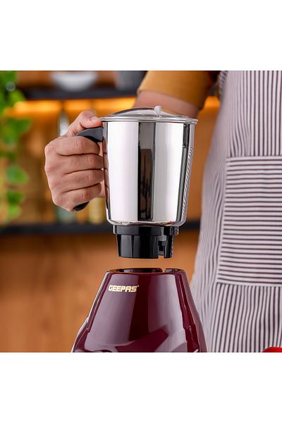 Geepas 2-In-1 Mixer Grinder With Stainless Steel Jar And Blade/3 Speed Control/Overload Protection