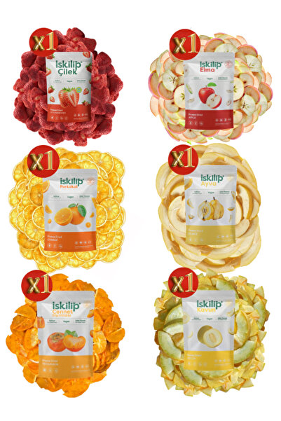 İSKİLİP Dondurularak Kurutulmuş Meyve Cipsi Tanışma Paketi Çilek Elma Ayva Po...