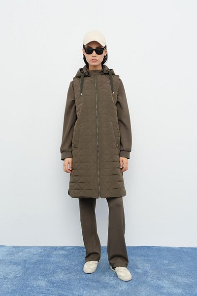 Nihan Adjustable Back Quilted Vest Khaki