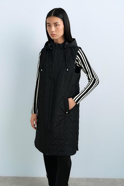 Nihan Adjustable Back Quilted Vest Black