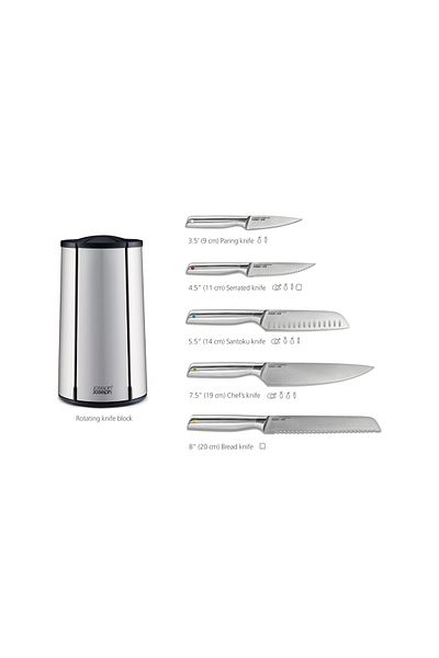 Joseph Joseph مجموعة سكاكين Elevate Steel Carousel مكونة من 5 قطع
