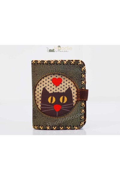 HOODİEMOUSE Kedi Askı Figürlü Küçük Cüzdan Etnik Bohem Retro Style -Yesil