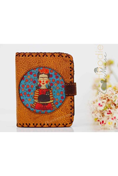 HOODİEMOUSE Mavi Frida Figürlü Küçük Cüzdan Etnik Bohem Retro Style - HARDAL