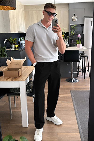 YAKAMEL erkek kumaş pantolon yüksel bel esnek likralı