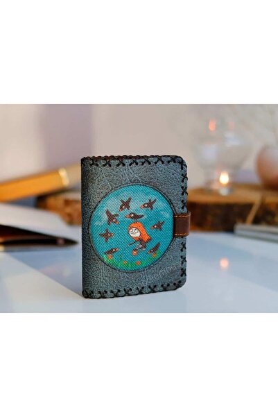 HOODİEMOUSE Karga Kız Figürlü Küçük Cüzdan Etnik Bohem Retro Style - Petrol