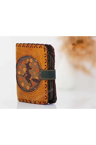 HOODİEMOUSE Cadı Figürlü Küçük Cüzdan Etnik Bohem Retro Style - Hardal
