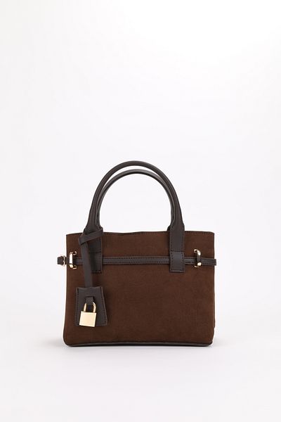 NOTHING Women's Mini Lock and Belt Detailed 2-Compartment Hand and Shoulder Bag
