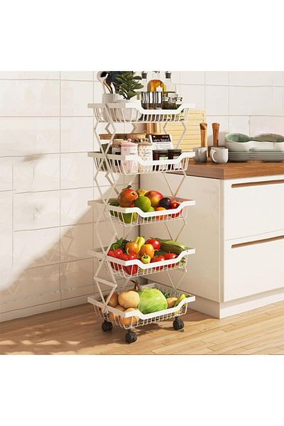 Taimi 5-Tier Moveable 95H X 27L X 35W Foldable Storage Shelves White
