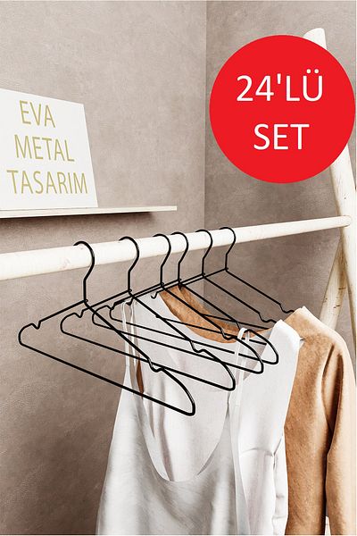 EVA METAL TASARIM 24 части луксозна черна метална закачалка - качествена закачалка за дрехи