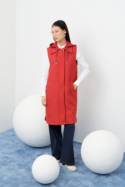Nihan Thin Quilted Vest - Portable Hooded Tile