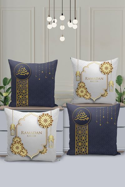 Filamente Set de huse de pernă cu model special Ramadan din 4 piese - imprimate digital pe două fețe