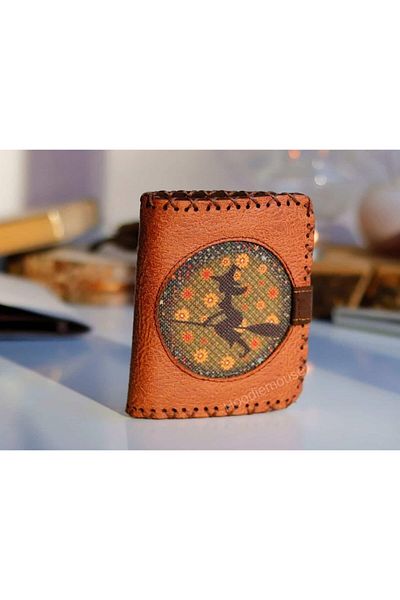 HOODİEMOUSE Witch Figured Small Wallet Ethnic Bohemian Retro Style - Tan