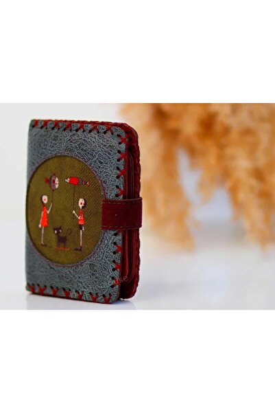 HOODİEMOUSE Balon Figürlü Küçük Cüzdan Etnik Bohem Retro Style - Petrol