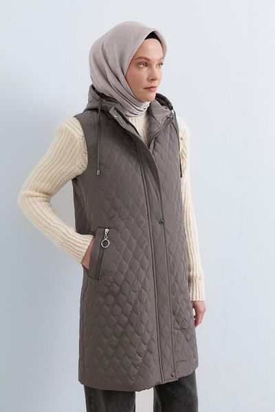 Nihan Gray Pocket Advanced Quilted Vest