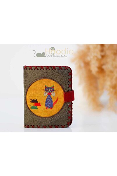 HOODİEMOUSE Kedi Fare Figürlü Küçük Cüzdan Etnik Bohem Retro Style -Yesil
