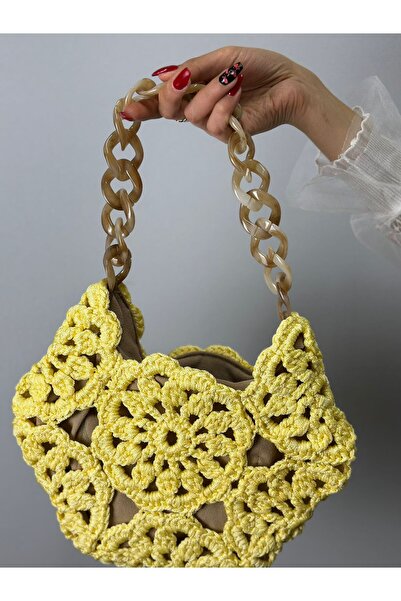 Gönülden Tasarım RUČNO PLETENA CVETNA ŽENSKA TORBA CA Torba 30X27 CM