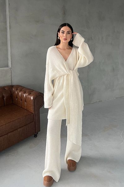 Seda Yalçın Atelier Ecru Lacing Detail Sweater Trousers Knitwear Set