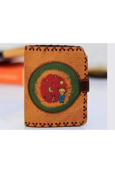 HOODİEMOUSE Little Prince Figured Small Wallet Ethnic Bohemian Retro Style -Hardal