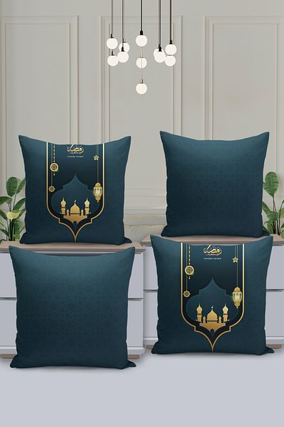 Filamente Set de huse de pernă cu model special Ramadan din 4 piese - imprimate digital pe două fețe