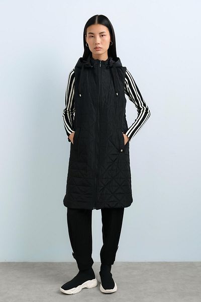 Nihan Adjustable Back Quilted Vest Black