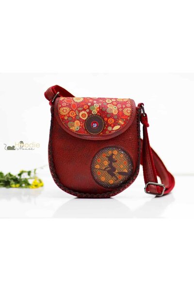 HOODİEMOUSE Witch Figured Cross Braided Arm Bag Ethnic Bohemian Style Claret Red