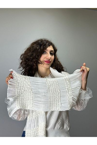 Gönülden Tasarım ΓΥΝΑΙΚΕΙΟ ΣΑΛΙ ΣΑΤΕΝ ΣΧΕΔΙΟ OFF WHITE 180X65 CM