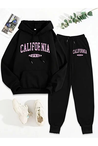 LAND MODA Γυναικείο σετ αθλητικής φόρμας με κουκούλα