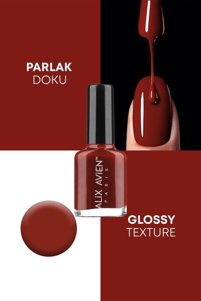 Alix Avien Kiremit Kahve Oje 12 - Yüksek Pigmentli Uzun Süreli Kalıcılık Hızlı Kuruma - Nail Lacquer 12