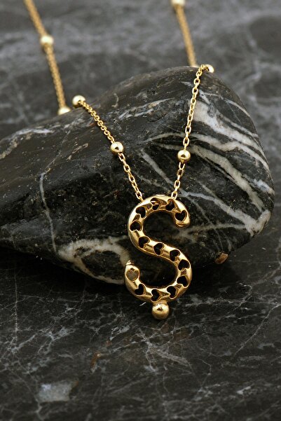 Sümer Telkari Kalpli Altın Kaplama Ş Harf Gümüş Balon Kolye 8056