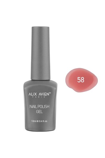 Alix Avien Pembe Kalıcı Oje 58-Yoğun Renk Veren Jel Oje 12 ml-Nail UV Gel Pol...