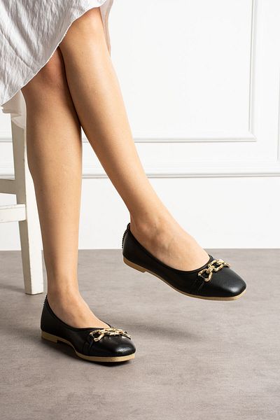 STOCON Orthopedic Women's Ballerina Chain Detailed Tan Color Light Sole Casual Shoes Stc1067