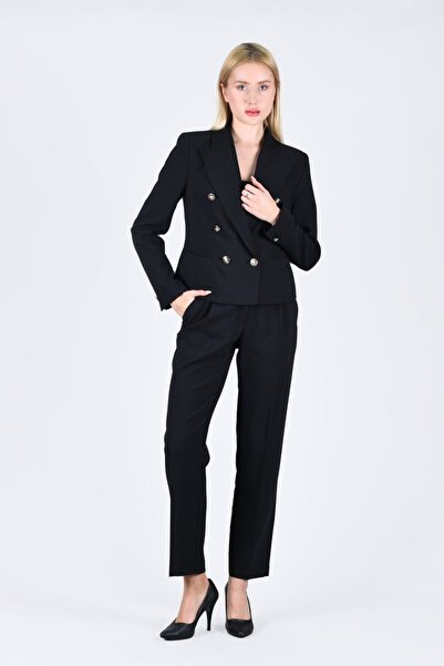 la luce Siyah Astarlı Kumaş Pantolon - LP169