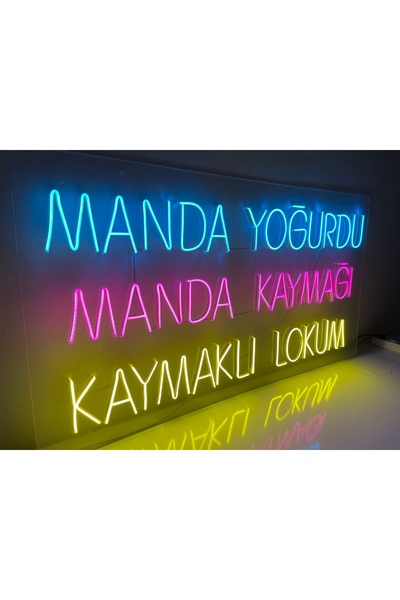 Disa Neon LED Dekoratif Aydınlatma -Manda Yoğurdu,Manda Kaymağı,Kaymaklı Lokum, 130x70cm-
