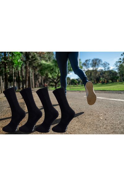 FASİON Silk Step Fit Line 4-Piece Black Men's and Sports Socks, Active - Functional (4 Pairs Black)