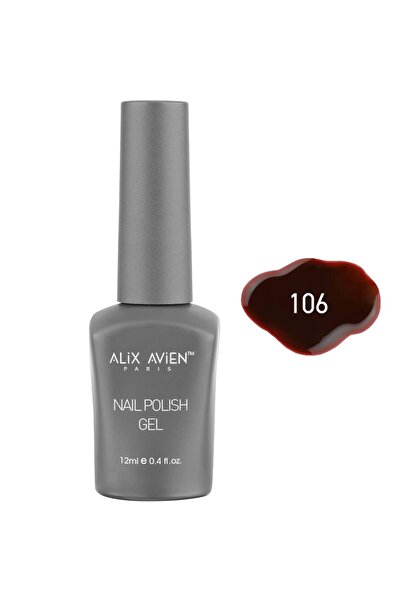 Alix Avien Kahverengi Koyu Kırmızı Kalıcı Oje 106-Yoğun Renk Veren Jel Oje 12...