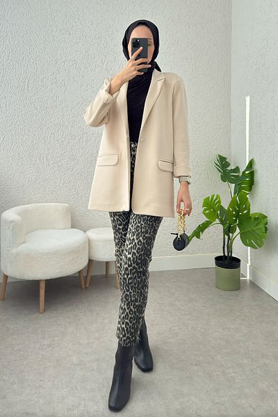 Salih Çelebi Jachetă Blazer cu un singur buton 2210 - STONE COLOR