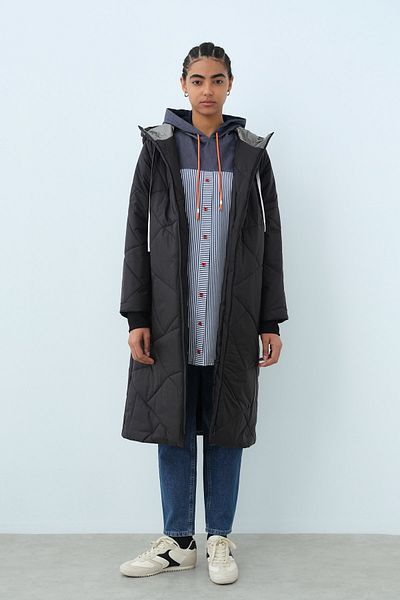 Nihan Black Quilted - Astronaut Collar Coat