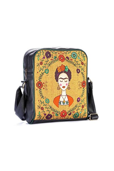 HOODİEMOUSE Frida Kahlo Figürlü Büyük Postacı Kol Çantası Etnik Bohem Style -...
