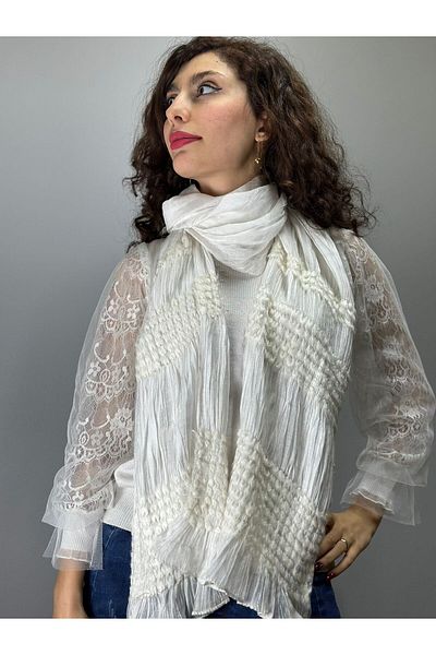 Gönülden Tasarım ΓΥΝΑΙΚΕΙΟ ΣΑΛΙ ΣΑΤΕΝ ΣΧΕΔΙΟ OFF WHITE 180X65 CM