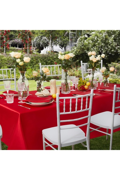 EVYA 100% Satin Tablecloth 160X200 cm Bright Design Special Day Presentation Dining Table Cloth Stain Resistant