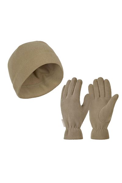 THERMOFORM Unisex Fleece Gloves Beanie Set - Sand Color