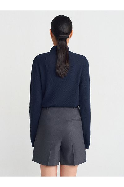 Dilvin Gray Shorts with High Waist and Belt - 71563