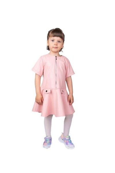 Best Girl's Front Zippered Flounce Leather Dress