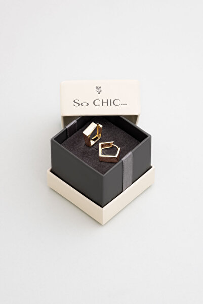 So CHIC... Modern 18 Ayar Sarı Altın Kaplama Gümüş Küpe