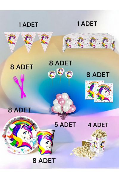 VibeHome 8-Person Unicorn Themed XL Package - Birthday Party and Fun Events