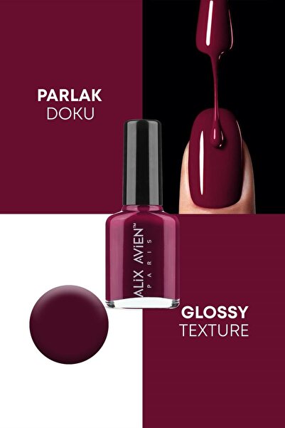 Alix Avien Bordo Oje 21 - Yüksek Pigmentli Uzun Süreli Kalıcılık Hızlı Kuruma - Nail Lacquer 21