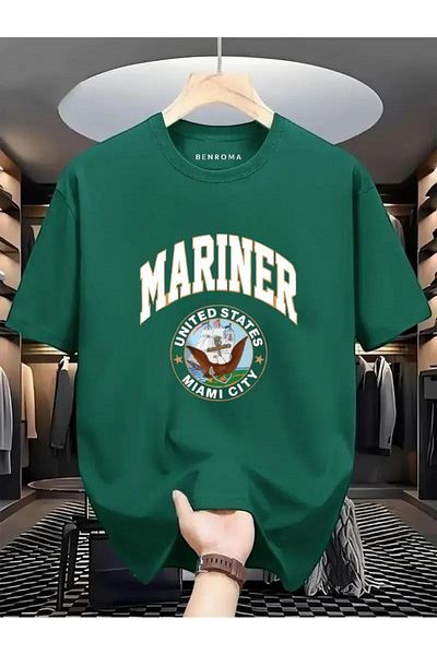 BENROMA 1 προϊόν για αγορές 6 και άνω Δώρο Mariner United States Miami City Printed Oversize T-shirt
